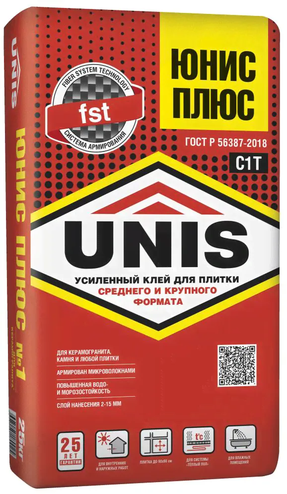 Клей д/плитки UNIS Плюс 25кг