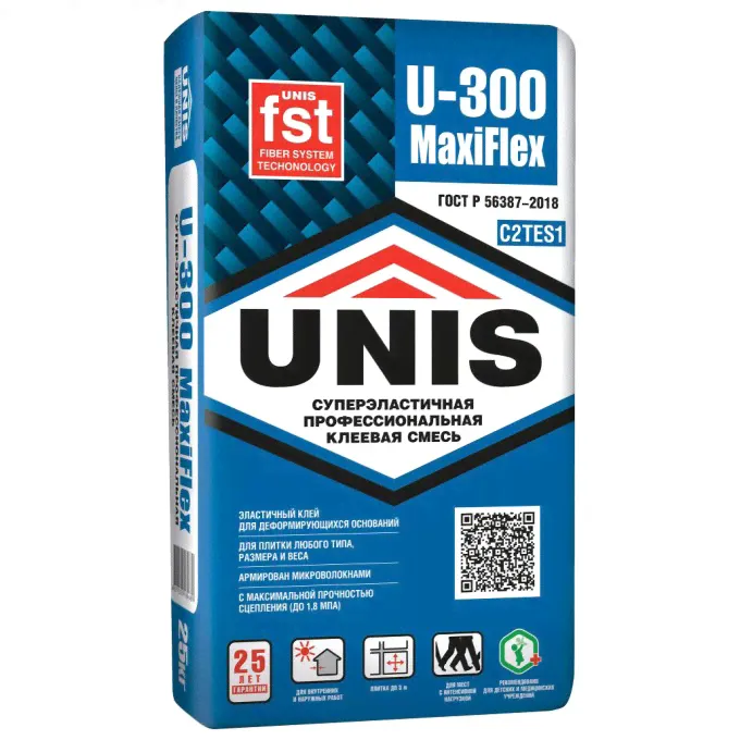 Клей UNIS U-300 MaxiFlex плиточный 25 кг 100032121596