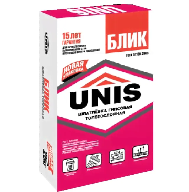 Шпаклевка гипсовая Unis Блик белый 5кг-0