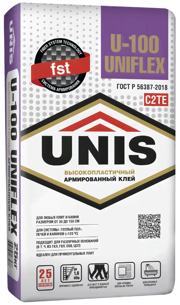 Клей д/плитки UNIS UniFlex U-100 эластичный 25кг