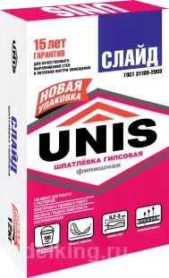 Шпатлевка гипсовая UNIS СЛАЙД 12 кг-0