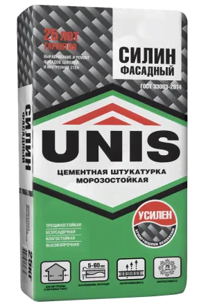 Unis Силин Фасадный штукатурка цементная 25 кг серая-0