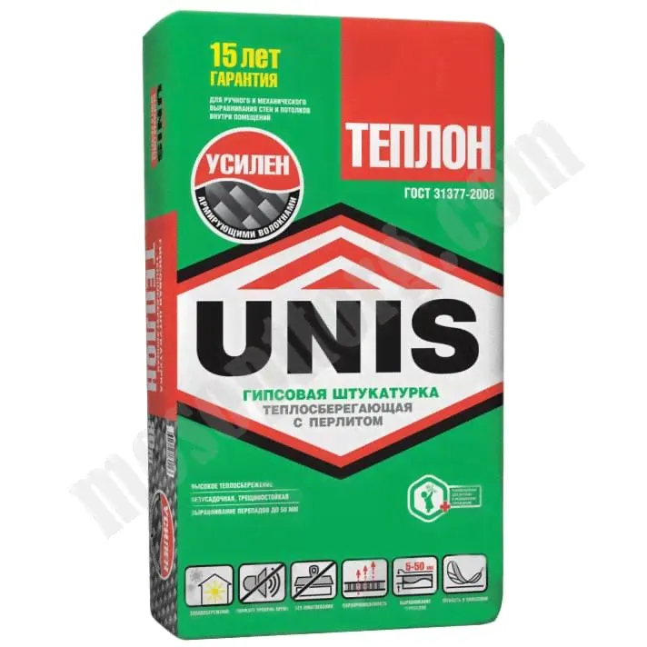 Штукатурка гипсовая армированная Юнис Теплон, 30 кг С-000014291 Unis