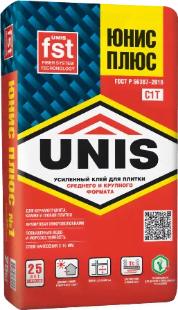 Клей плиточный Юнис плюс 25кг универсальный Unis-0