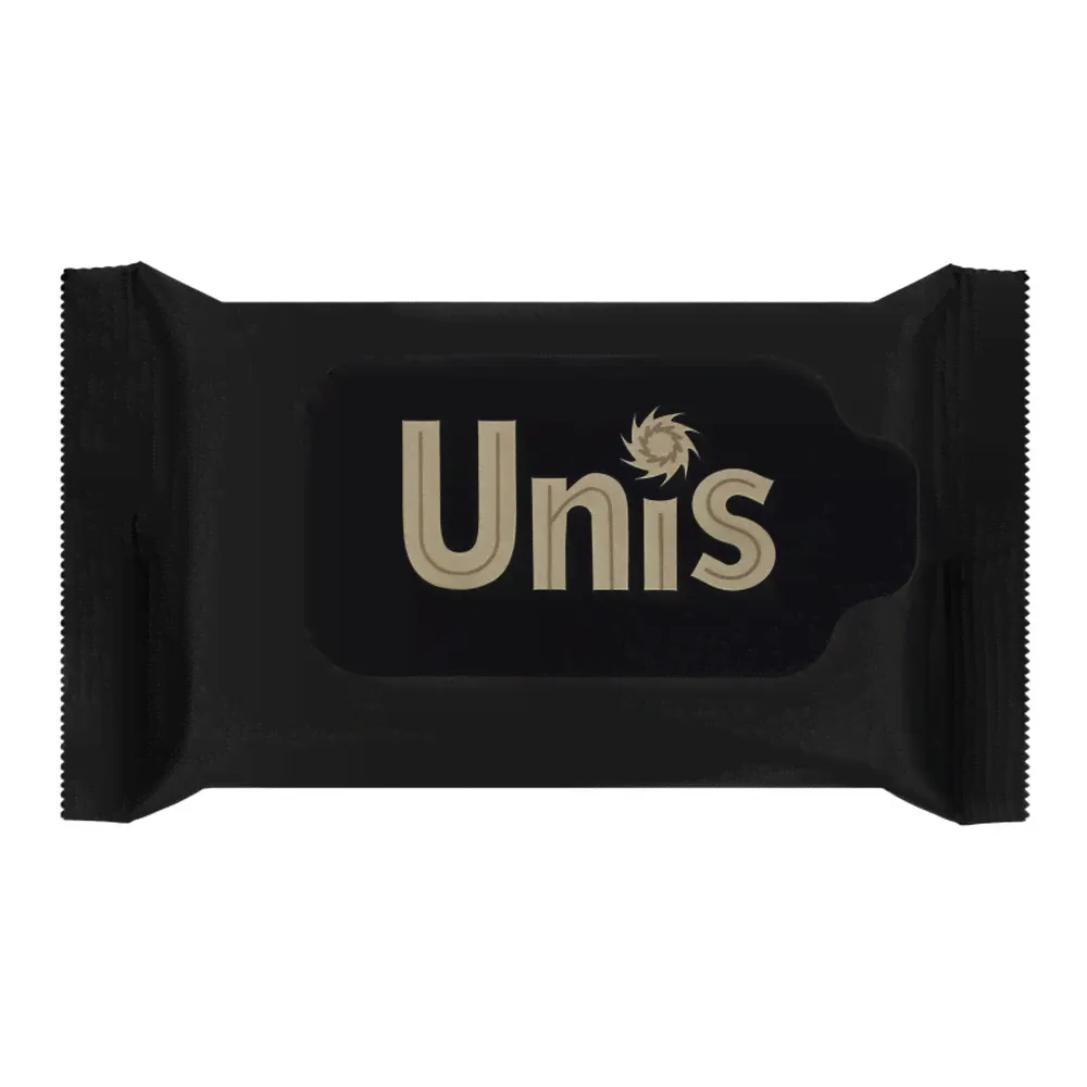 Салфетки влажные "Unis" Черные, 15шт, антибактериальные 31802