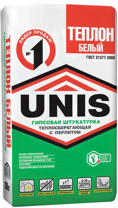 Штукатурка гипсовая UNIS Теплон белый 15кг