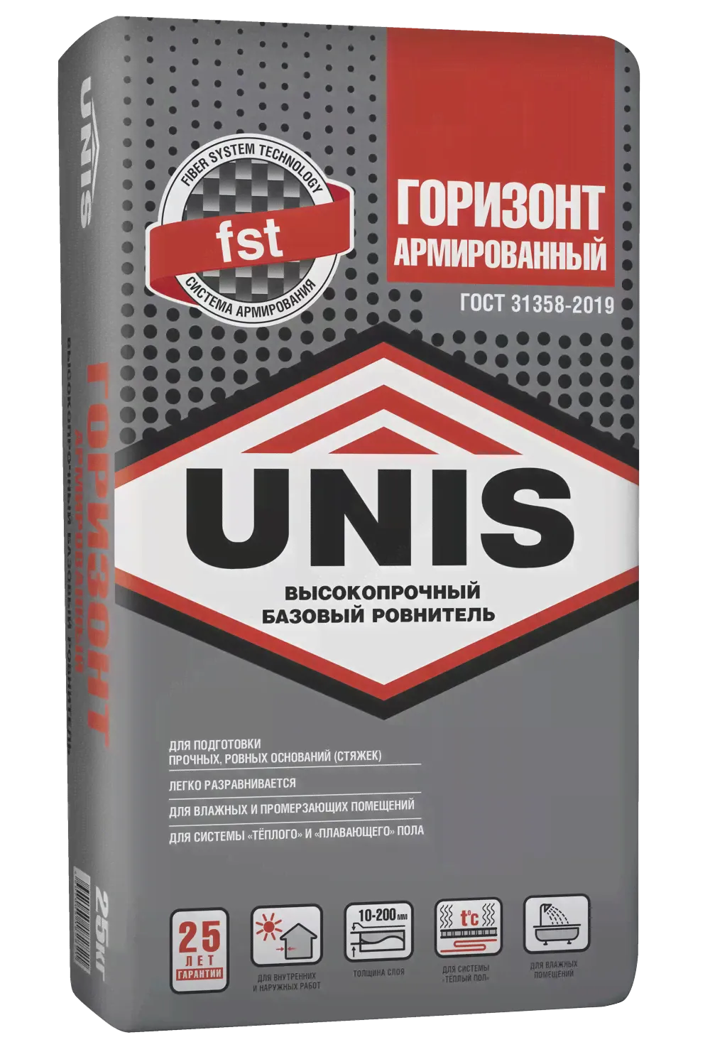 Стяжка пола UNIS Горизонт, арм. волокна 25кг