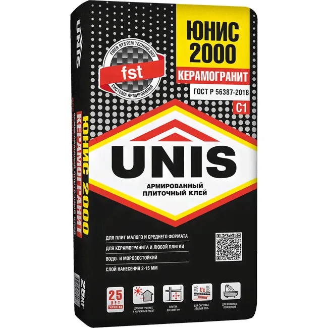 UNIS 2000 клей для кафеля и к/гранита 25кг (теплый пол) (48)