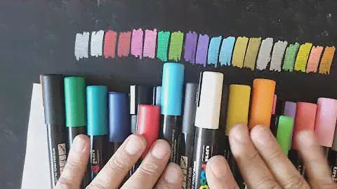 Сравнение акриловых маркеров Uniposca и меловых маркеров Unichalk: выкраска цветов и в чем разница