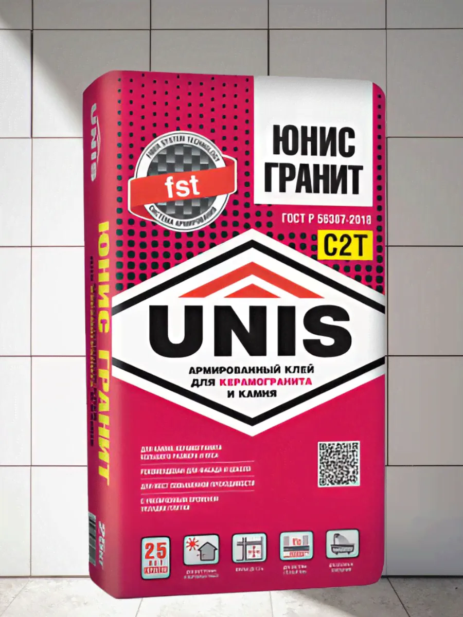 Клей для плитки, керамогранита и камня UNIS Гранит (C2T), 5кг-0