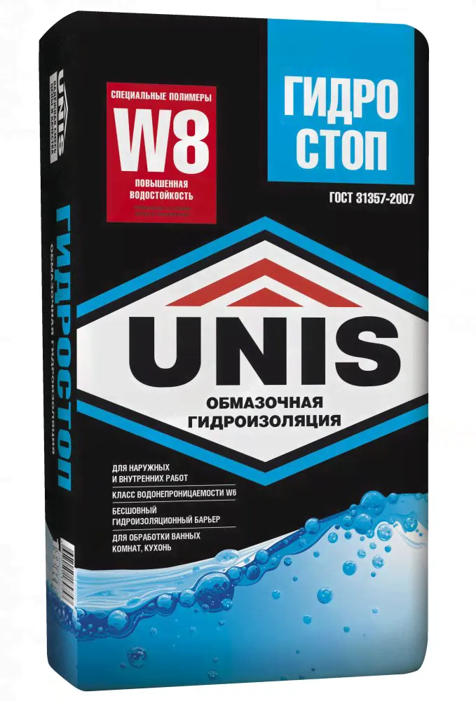 Обмазочная гидроизоляция UNIS гидростоп, 18 кг-0