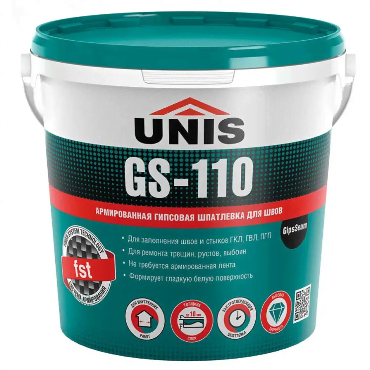 Шпатлевка гипсовая Unis GS-110 GipsSeam армированная, 5кг-0
