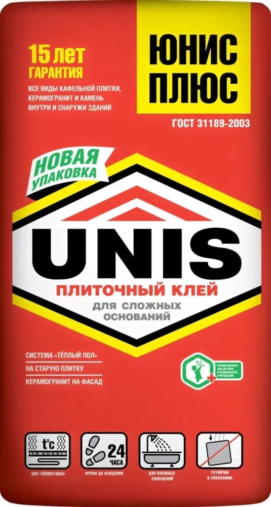 Клей для плитки UNIS PLUS ЮНИС ПЛЮС 25кг