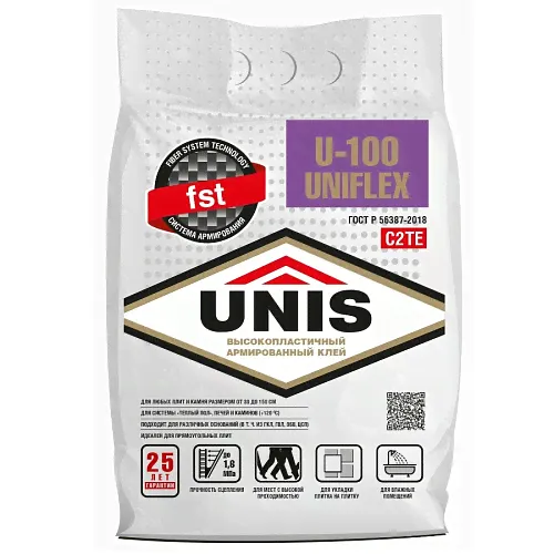 Клей плиточный UNIS UNIFLEX U-100 5 кг-0