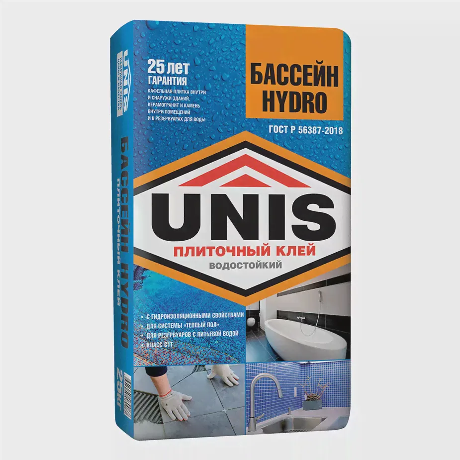 Клей для плитки Unis Бассейн Hydro 25 кг 24669