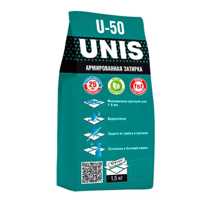 Затирка для швов Unis U-50 С01 белая 1,5 кг-0