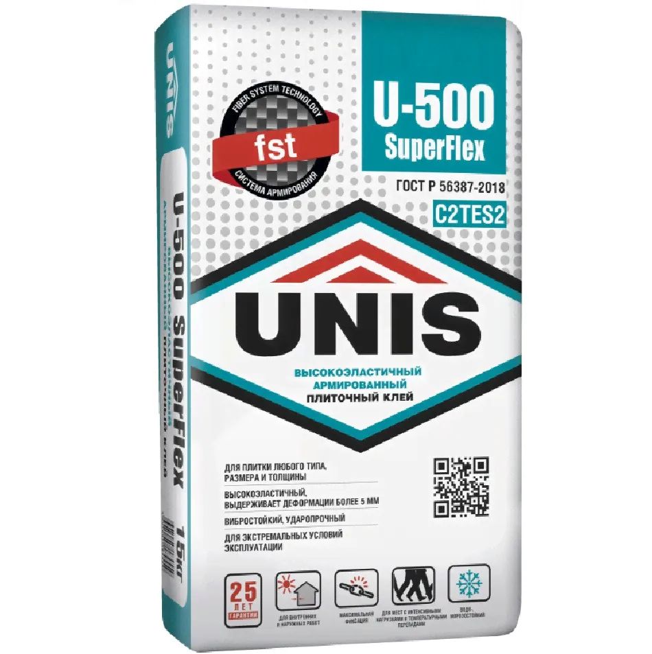 Клей плиточный Unis U-500 Super Flex 15 кг-0