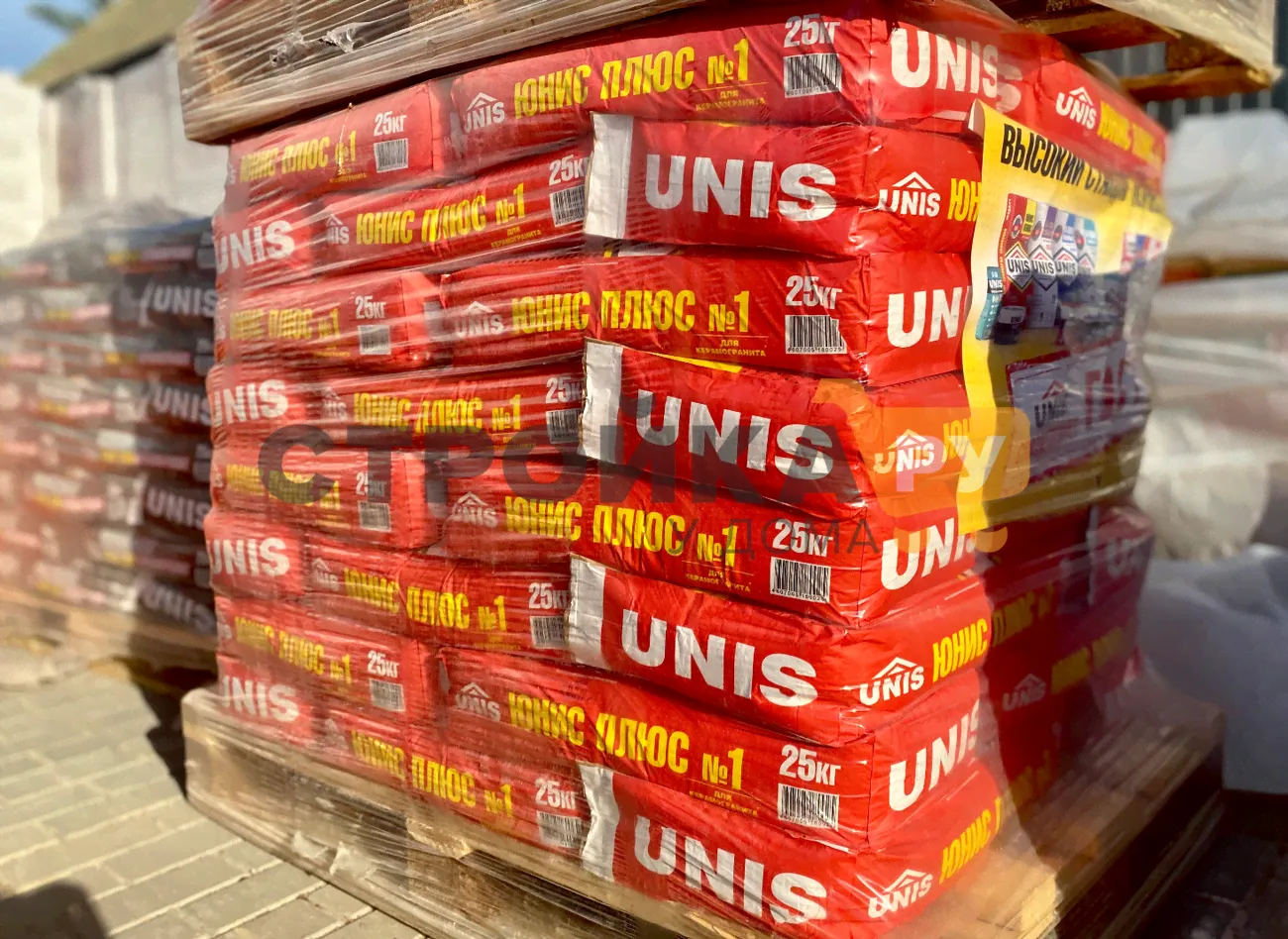 Клей UNIS "Плюс" для керамогранита и плитки, 25 кг-0