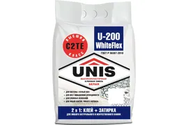 Плиточный клей UNIS U-200 WHITEIFLEX высокоэластичный БЕЛЫЙ в мешке, 5кг