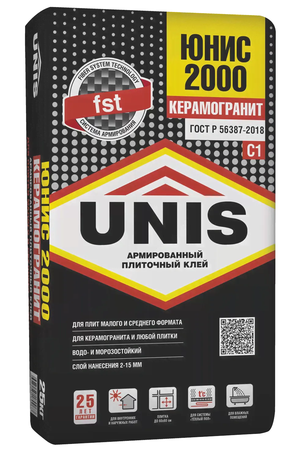 Клей для плитки UNIS 2000 (С1), 25кг