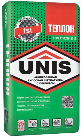 ЮНИС Теплон Армированный штукатурка гипсовая (30кг) / UNIS Теплон армированная штукатурка гипсовая с перлитом (30кг)