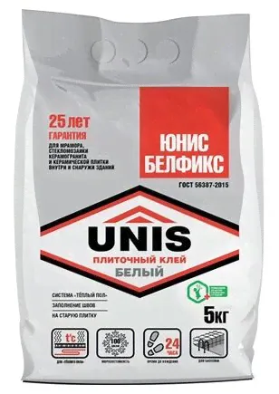 Плиточный клей UNIS БЕЛФИКС белый (5кг)