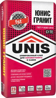Клей для плитки класс C2T 25 кг UNIS Гранит (48 шт/под)-0
