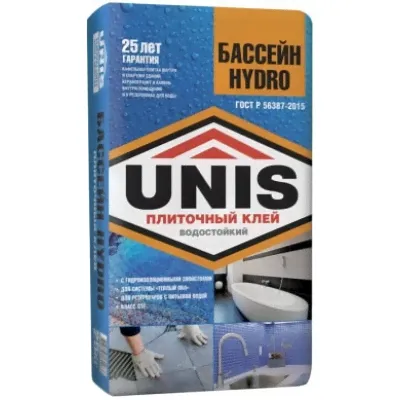 Клей для укладки плитки в резервуарах с водой Бассейн Hydro UNIS (Юнис)