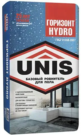 ЮНИС Горизонт Гидро стяжка пола (25кг) / UNIS Горизонт Hydro базовый ровнитель для пола (25кг)