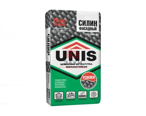 Цементная штукатурка UNIS СИЛИН Фасадный 25 кг