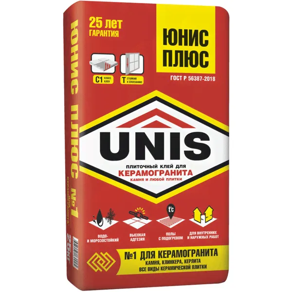 Клей для плитки UNIS plus 25кг-1