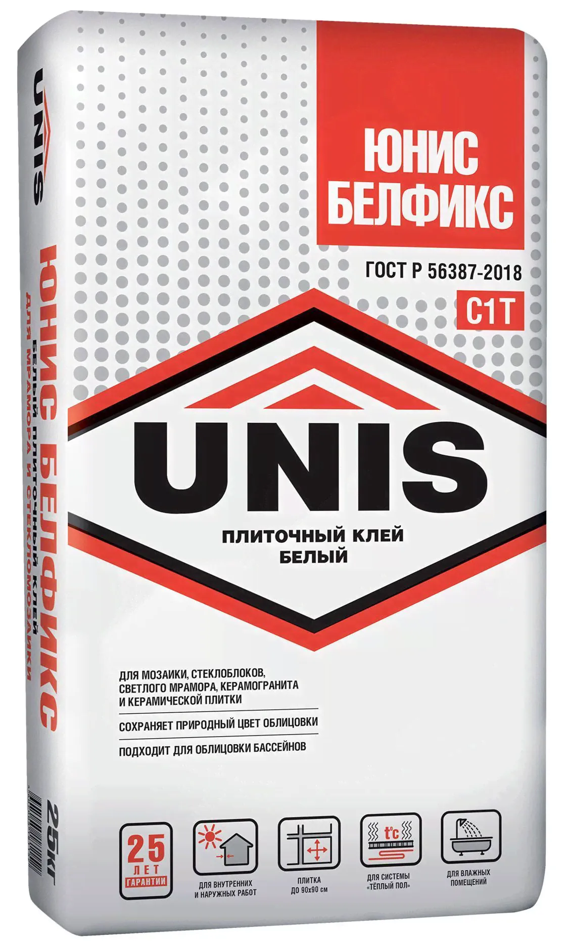 ЮНИС Белфикс клей для мрамора и мозаики (25кг) белый / UNIS Белфикс клей для мрамора и мозаики (класс 1С Т) (25кг) белый-0